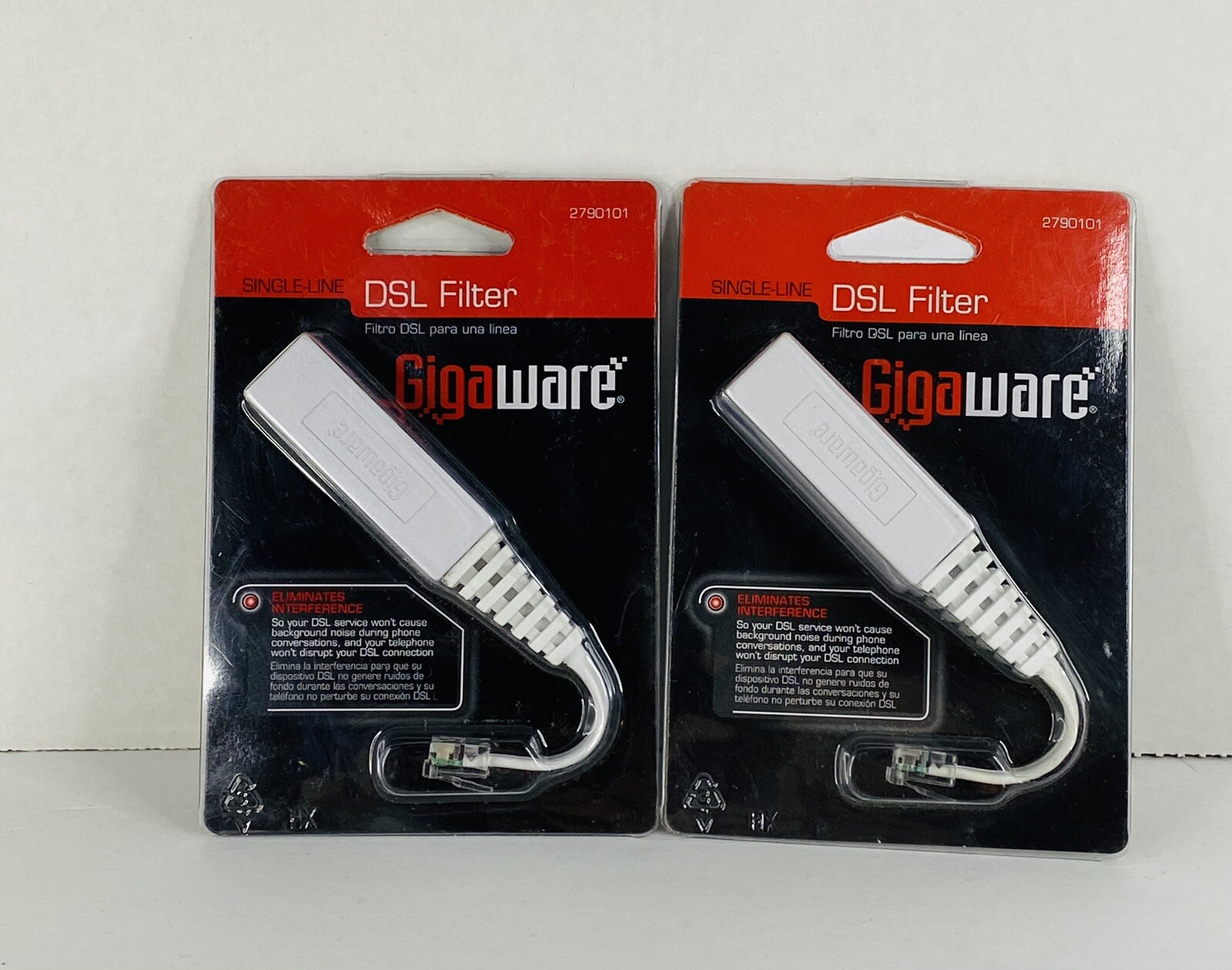 Lot of 2 Gigaware (Radio Shack) Single-Line DSL Filters 279-0101 Free Shipping!