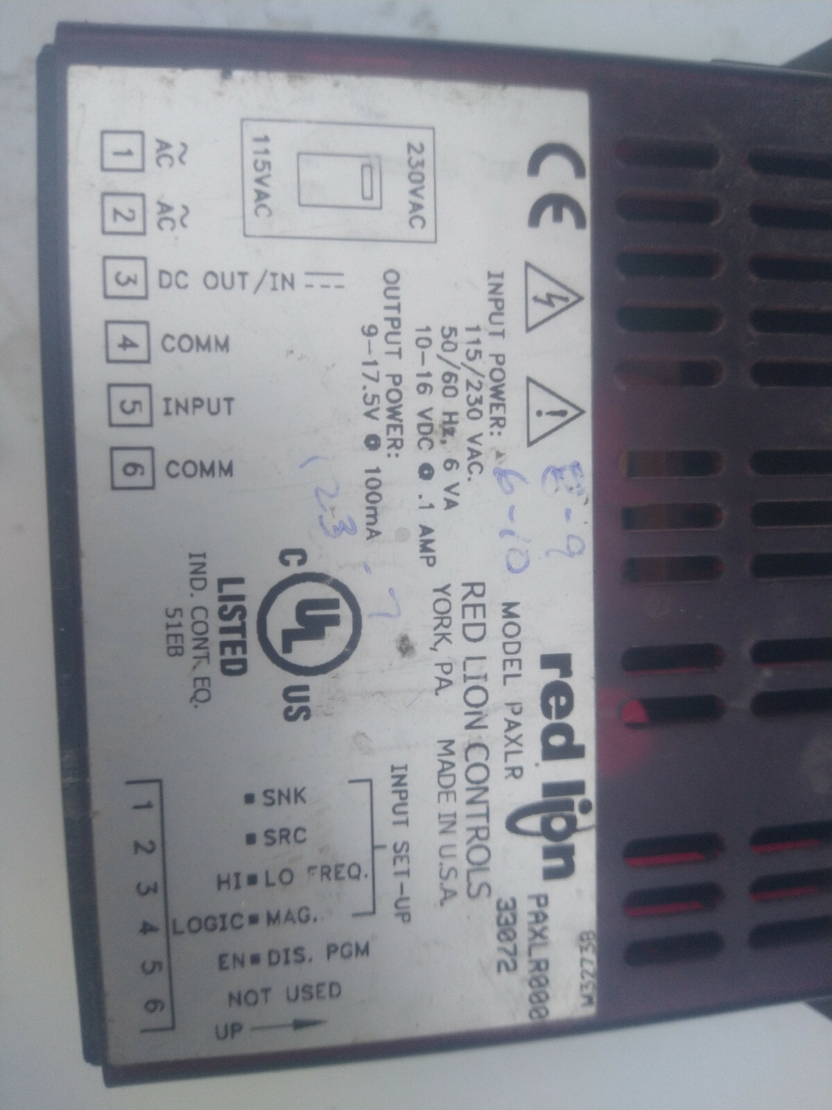 RED LION PAXLIR CURRENT METER 33072