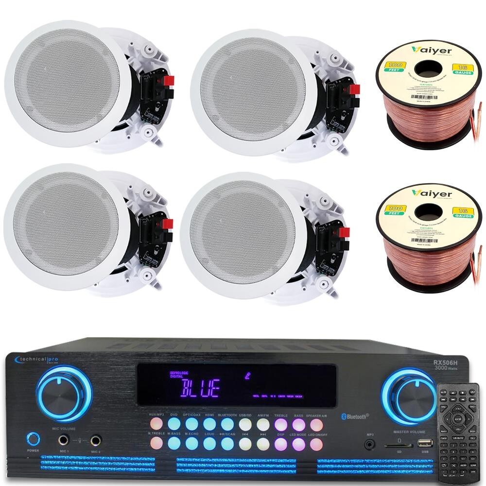 Home Theater Sound System Kit 2K W Bluetooth Amplifier 4 QTY of 8" / 300 W Each