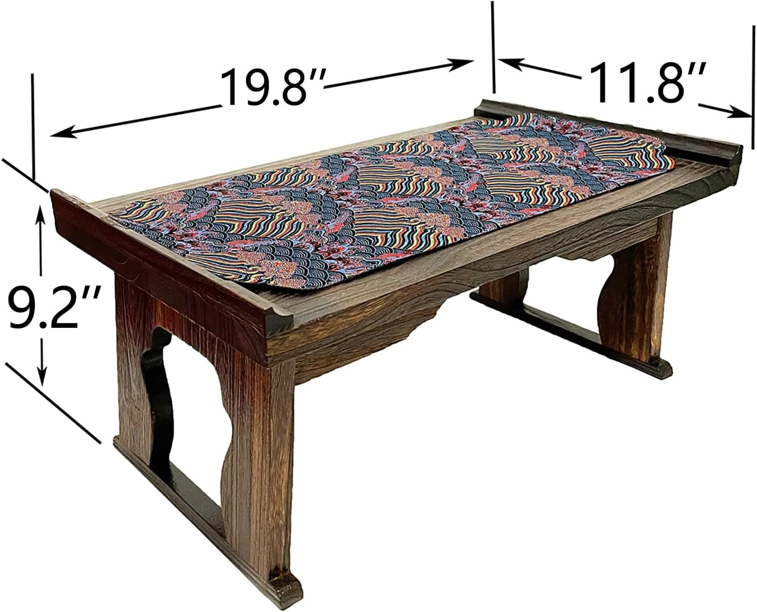 Folding Meditation Table - Japanese Floor & Tea Table, Brown, Compact Design