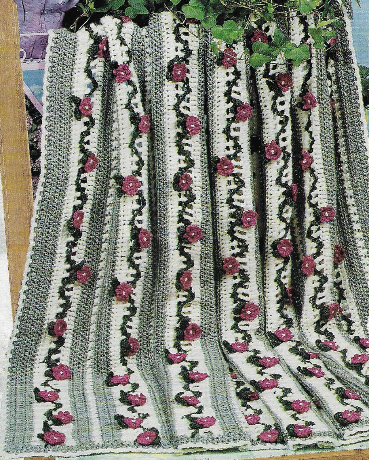 Flowers on the Fence Afghan crochet PATTERN INSTRUCTIONS