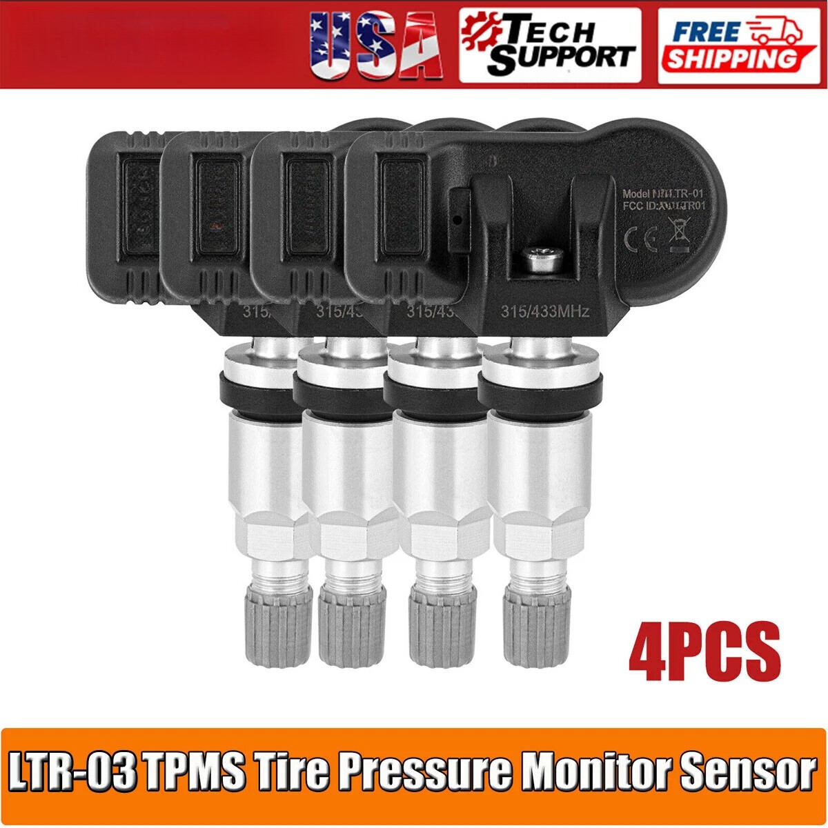 4Pack programmable TPMS MX-Sensor 315MHz & 433MHz for Autel Scanners TS408 TS508
