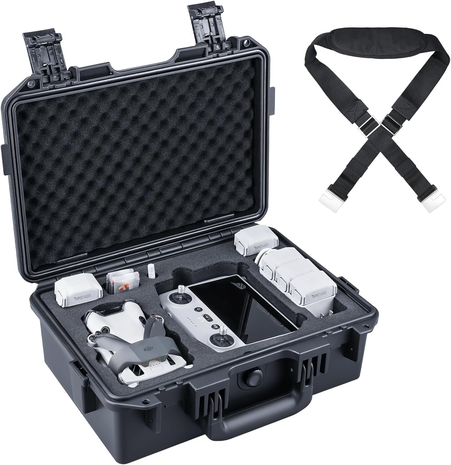 Lykus Titan MM410 Waterproof Hard Case for DJI Mini Black with Shoulder Strap
