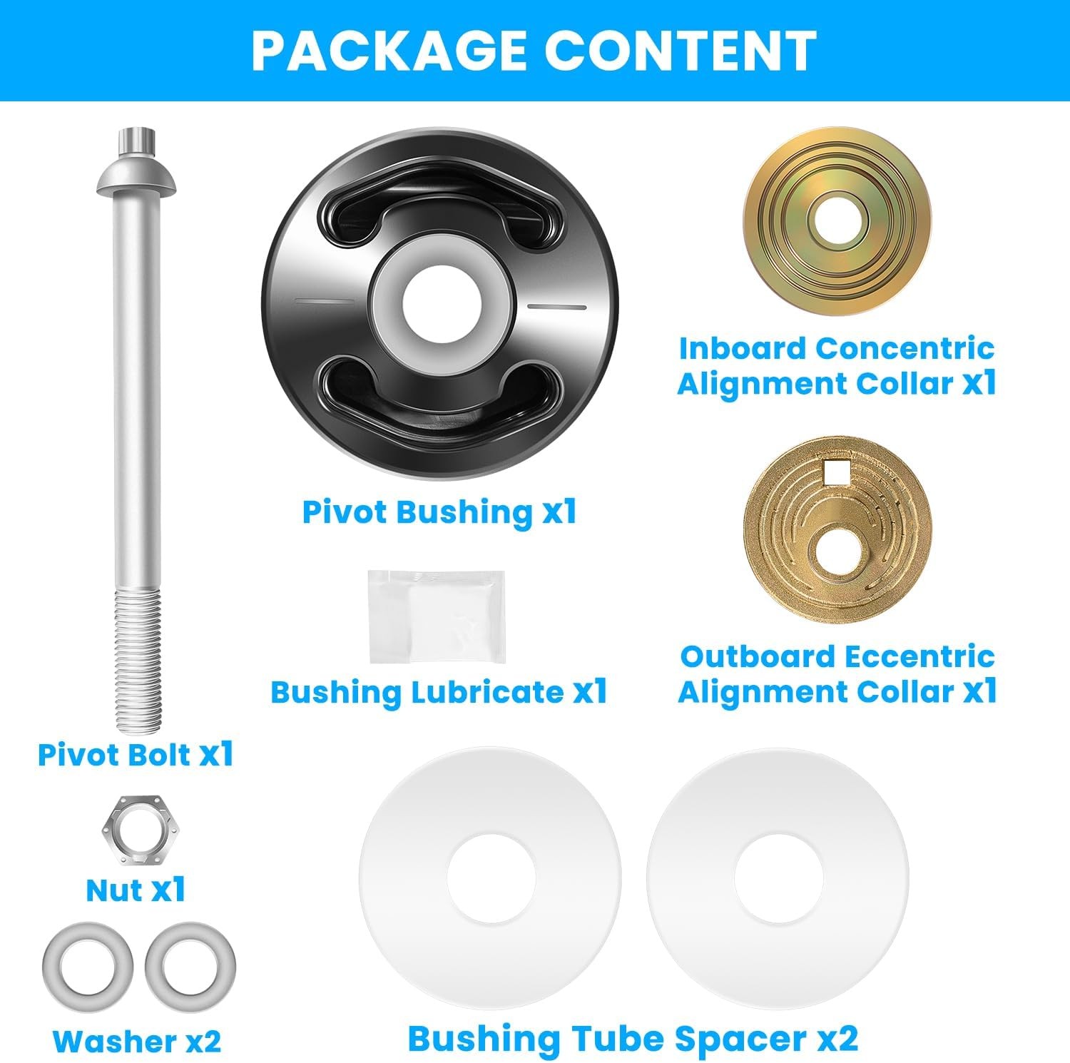 Quik-Align Pivot Bolt Bushing Kit Replacement for Hendrickson S-24691S S-28654