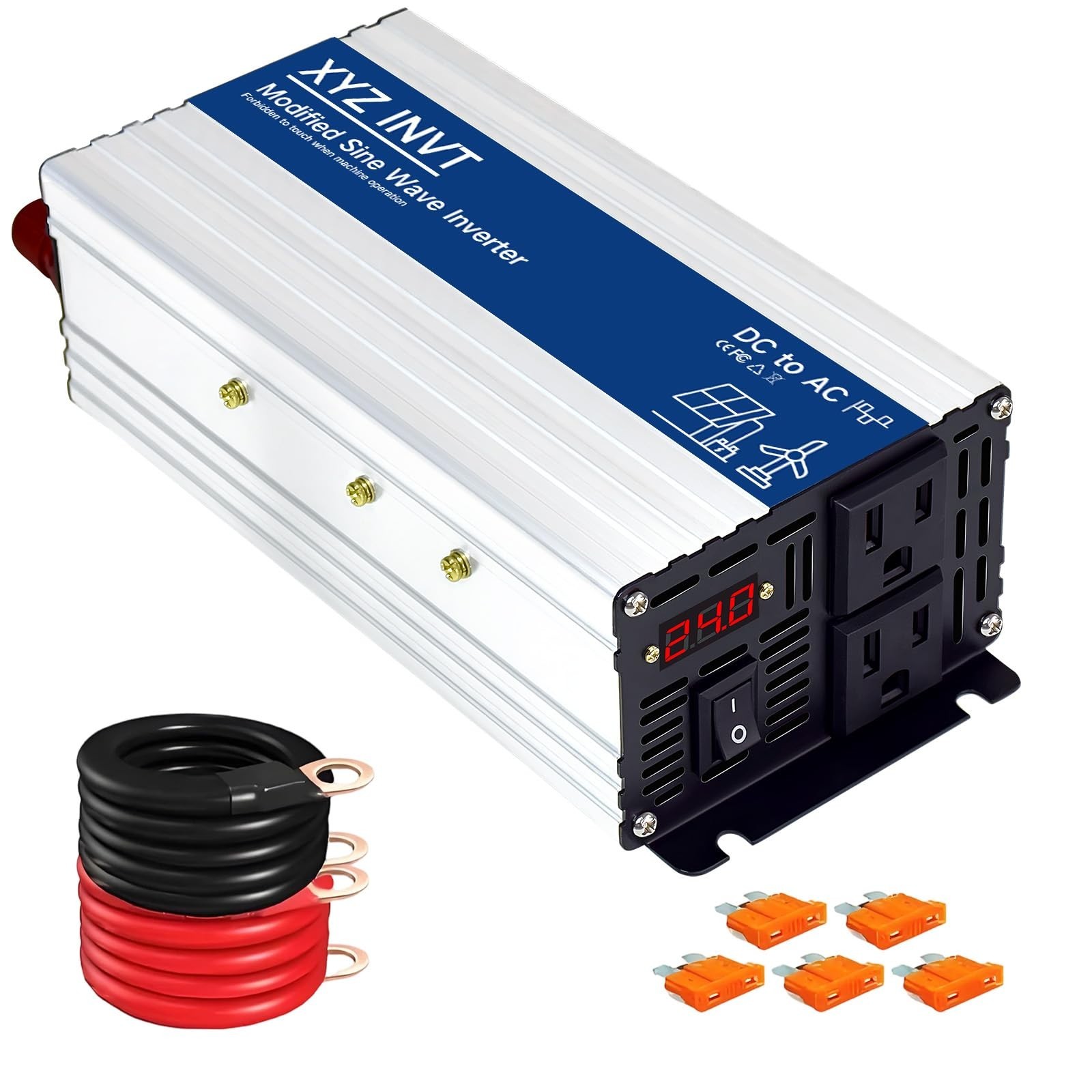 800W Power Inverter 24V DC to 120V AC,Modified Sine Wave Car Power Inverter