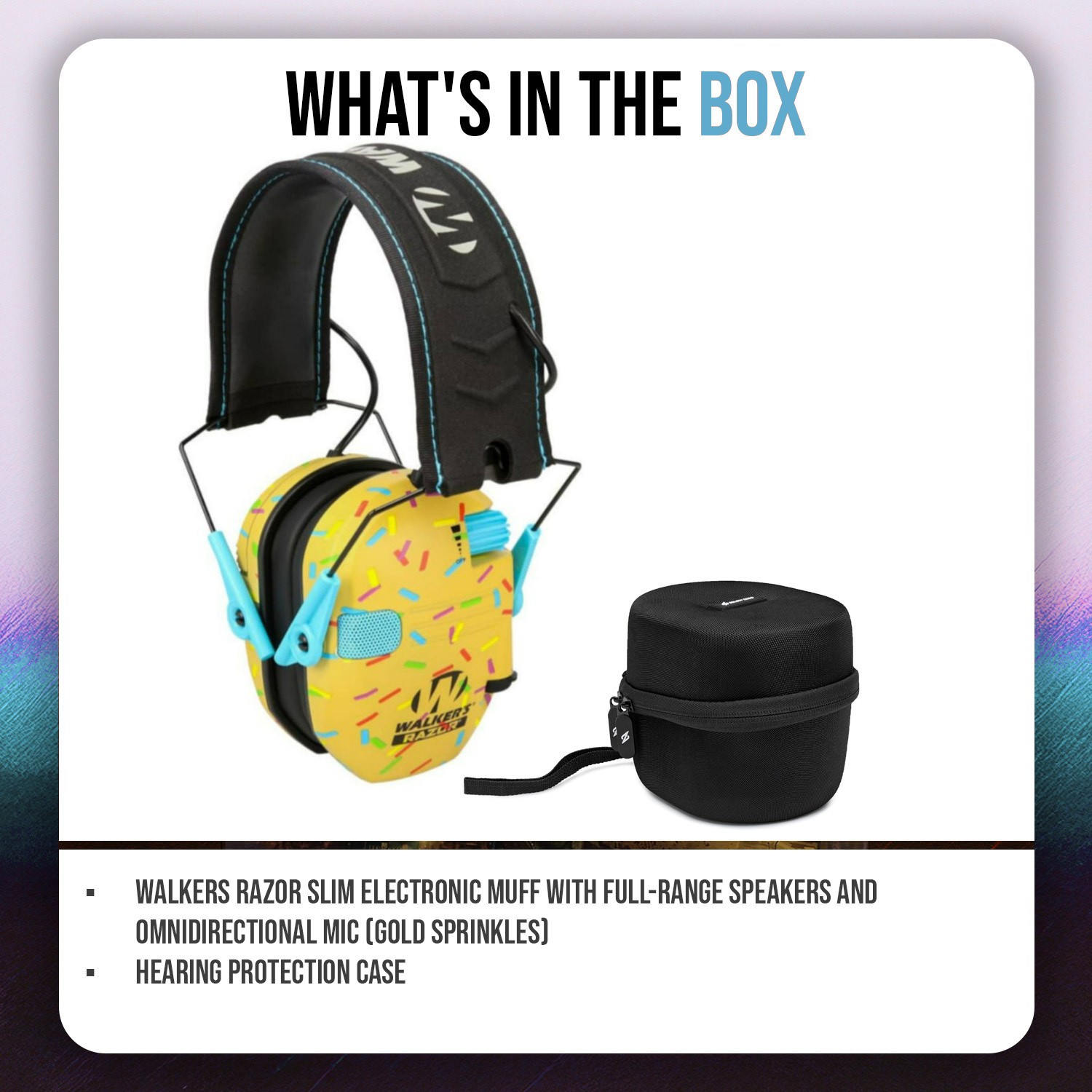 Walkers Razor Slim Gold Sprinkles Electronic Muff and Protection Case Bundle