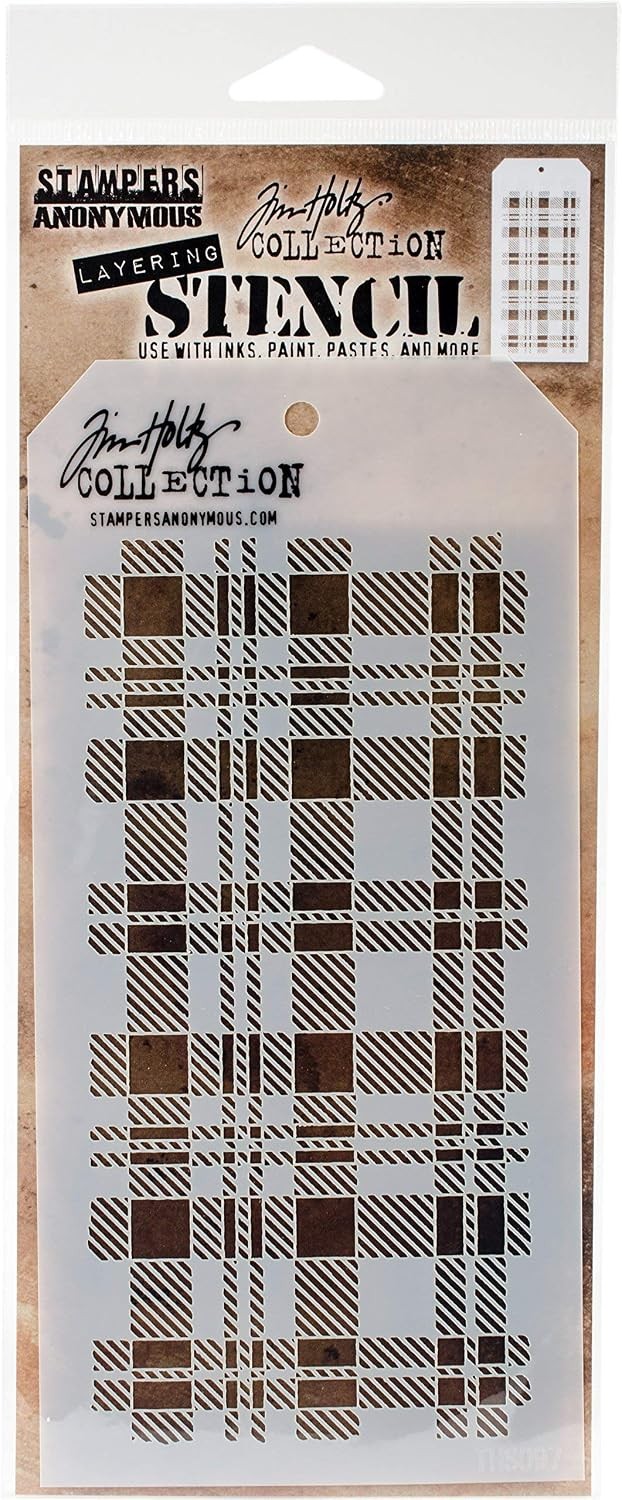 Stampers Anonymous THS097 Tim Holtz Layered Stencil 4.125"X8.5"-Plaid