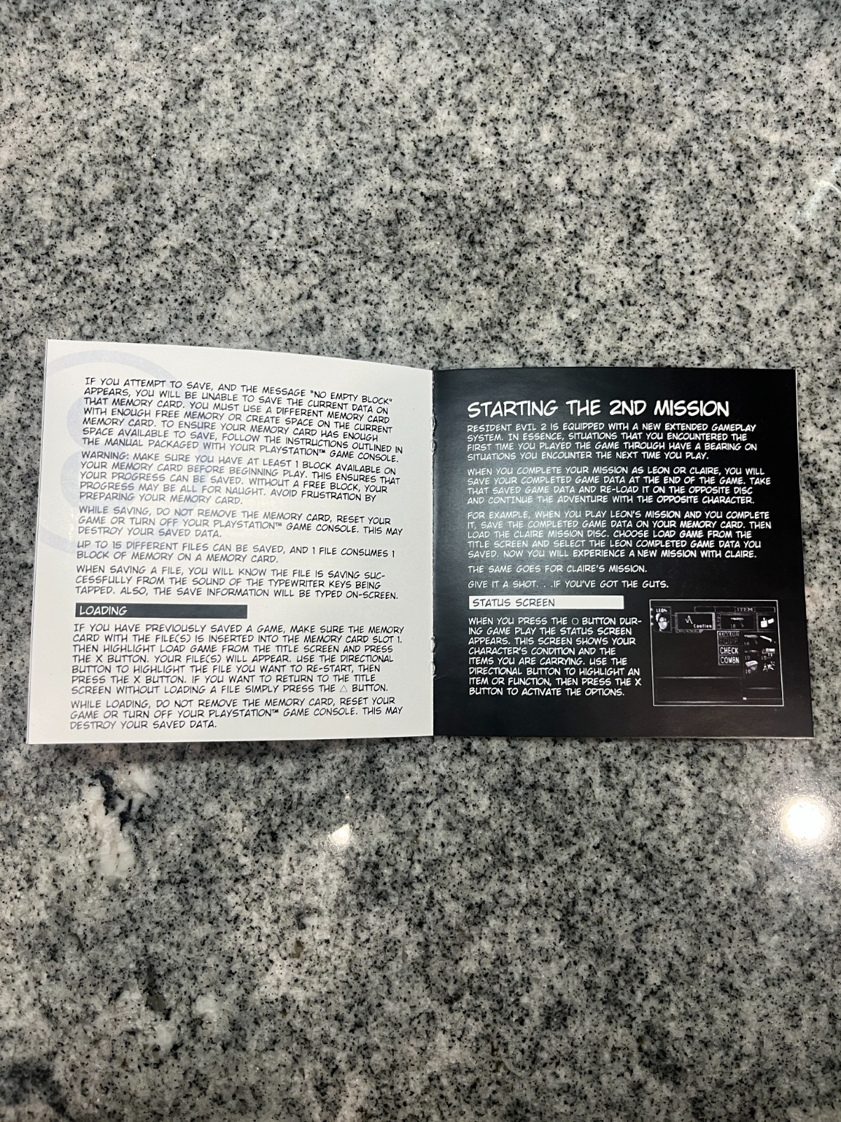Replacement Manual for - Resident Evil 2 - Sony PS1 Instruction Booklet