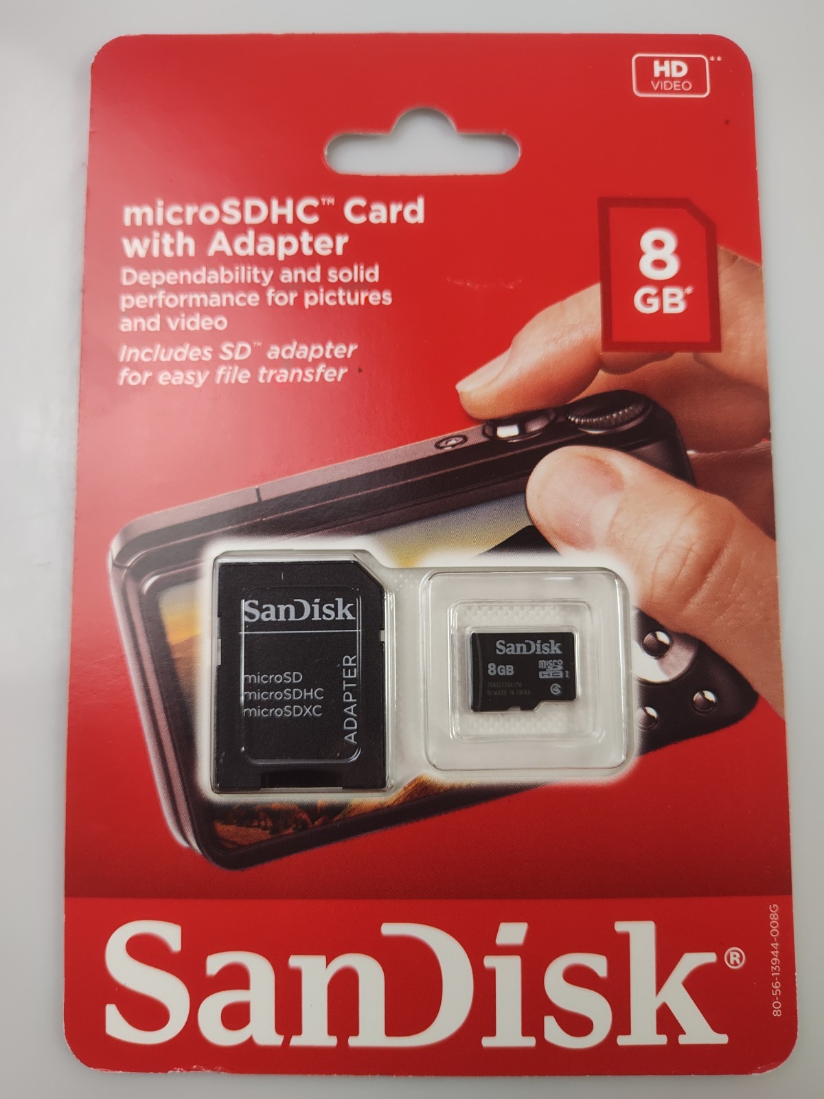 SanDisk MicroSDHC Card With Adapter 8gb HD Video Brand New