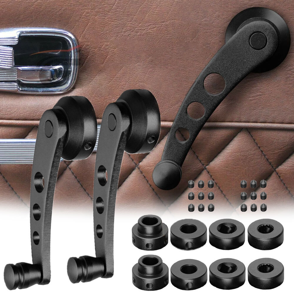 Black Aluminum Manual Billet Window Crank Handle Winder Knob Universal Door Side