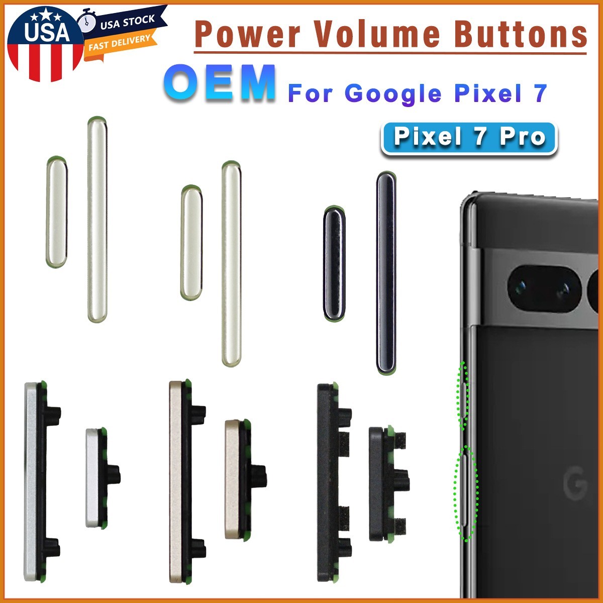 OEM Power Volume Buttons Keys Side On Off Button For Google Pixel 7 /Pixel 7 Pro