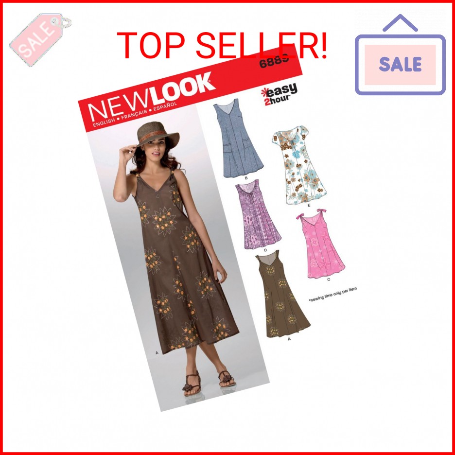 New Look Sewing Pattern 6889 Misses Dresses, Size A (8-10-12-14-16-18)