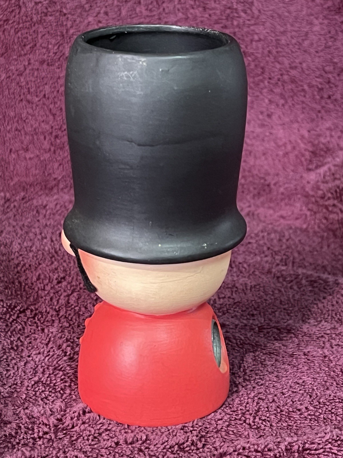 Vintage Fireman Felt Mustache Pencil Holder Sharpener Japan