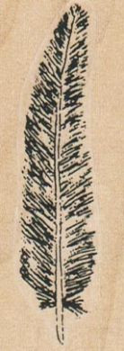 Feather 1 1/4 x 2 3/4" Mounted Rubber Stamp, Bird Stamp, Birds Stamp