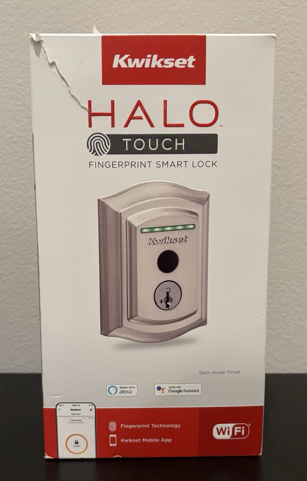 Kwikset Halo Touch Wi-Fi Fingerprint Smart Door Lock Satin Nickel 99590-001 New!