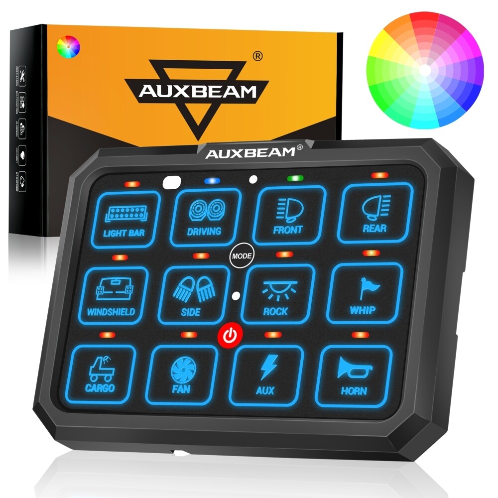 AUXBEAM RB120 12 Gang RGB Switch Panel LED Touch Switch Panel Circuit Controller