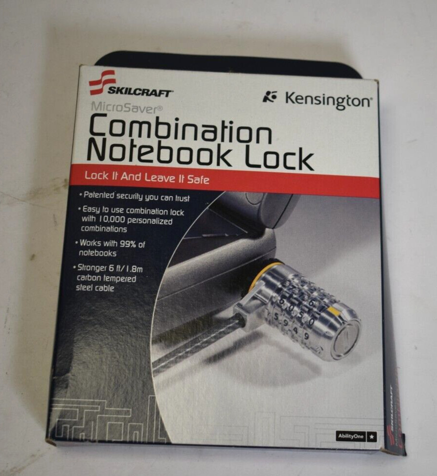 Skilcraft 5987496 Notebook Computer Security Combination Lock & Cable Gray