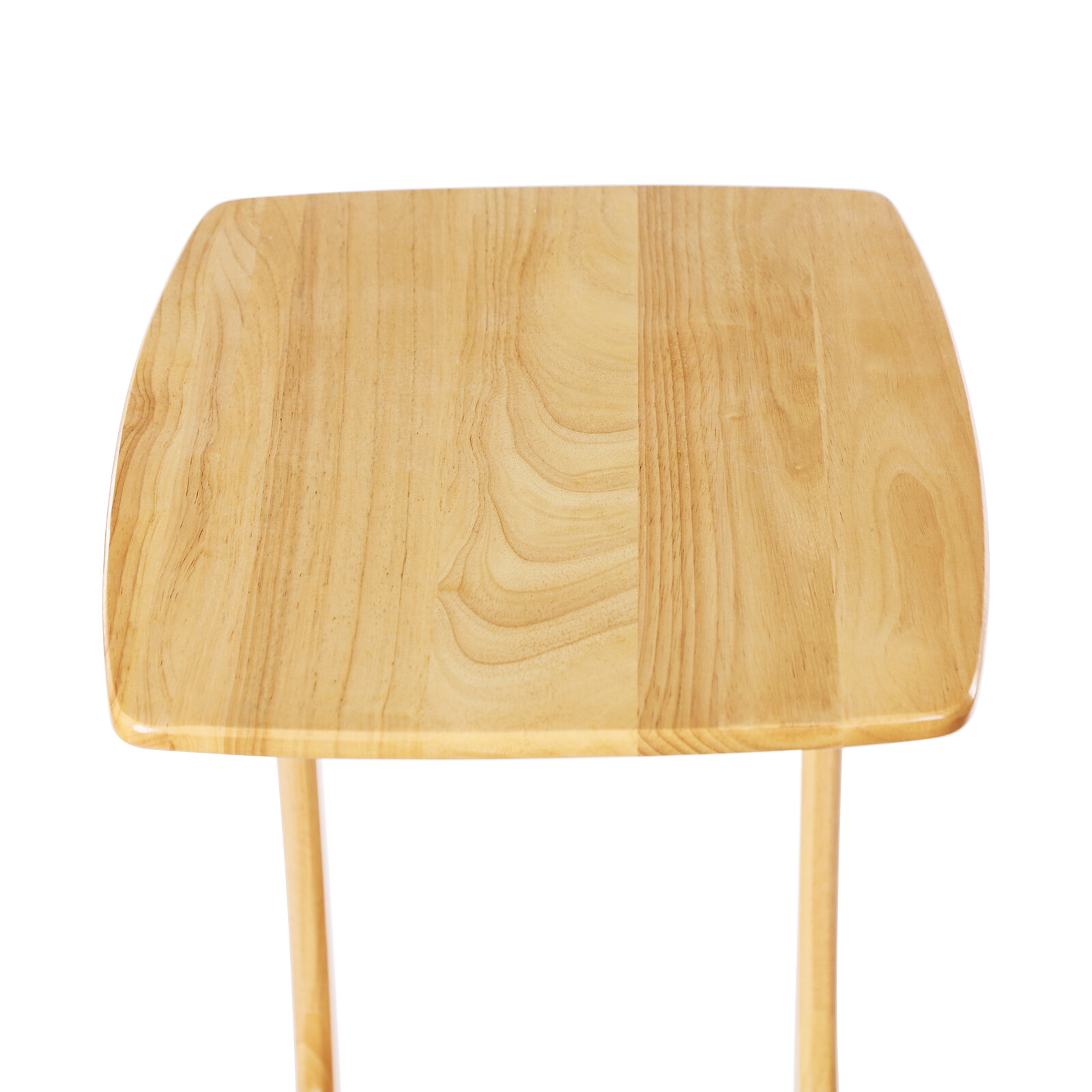 C-Shaped Side Table Floor Standing Solid Wood End Table With Wheels 24.8 inches