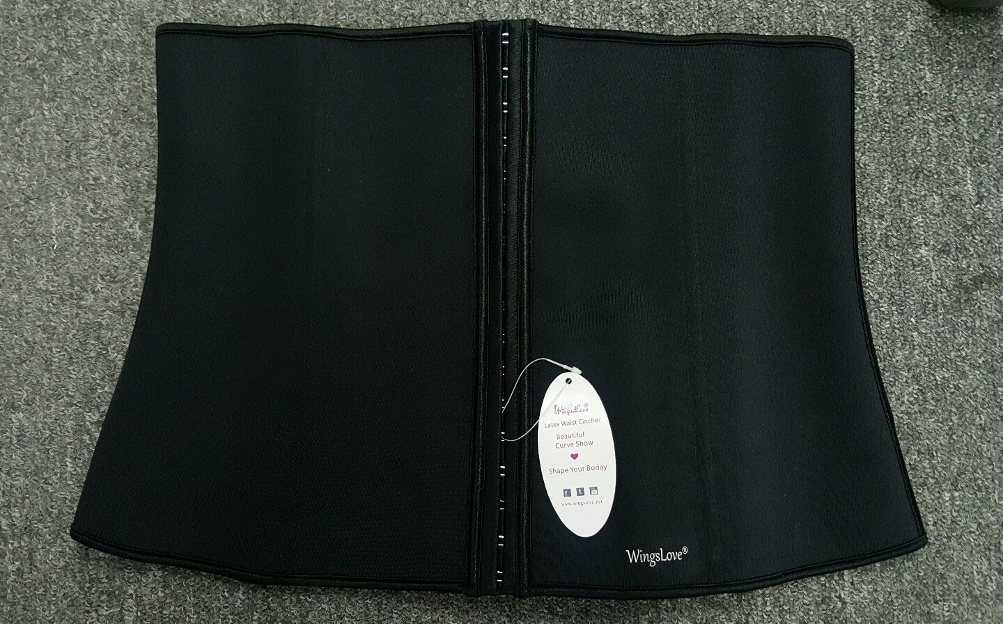 WingsLove Latex waist cincher black Size 2XL