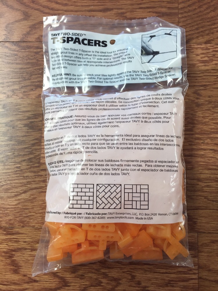 Tavy T Tile Flooring Spacers 1/4", 100 Per Bag
