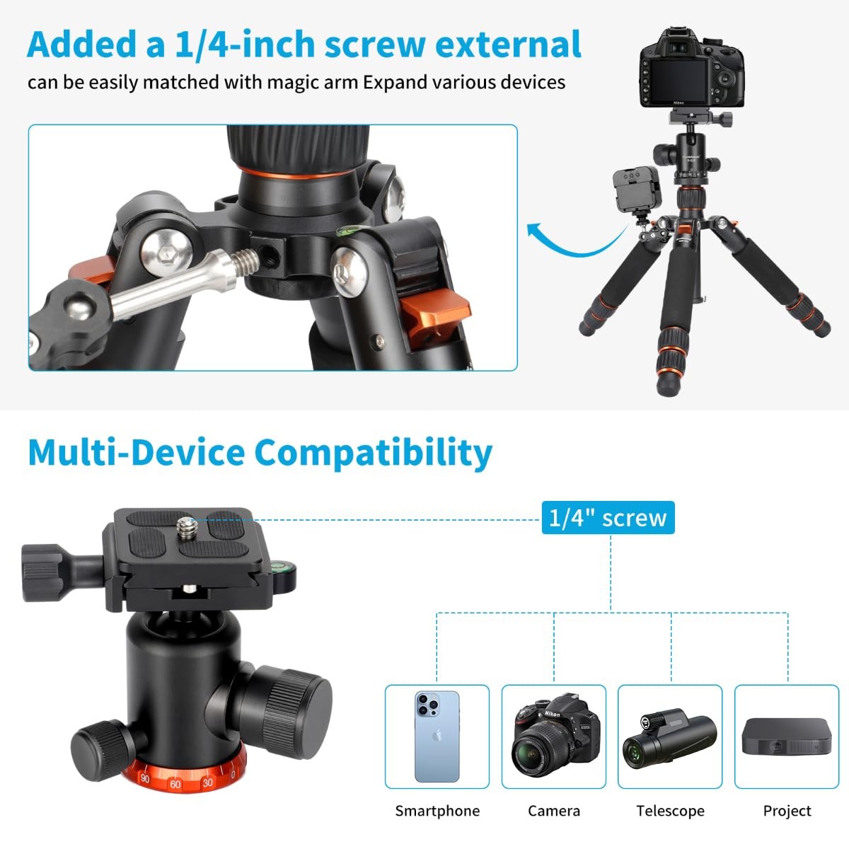 Mini Tabletop Tripod With 360 Ball Head Aluminum Portable Camera Stand Adjust...