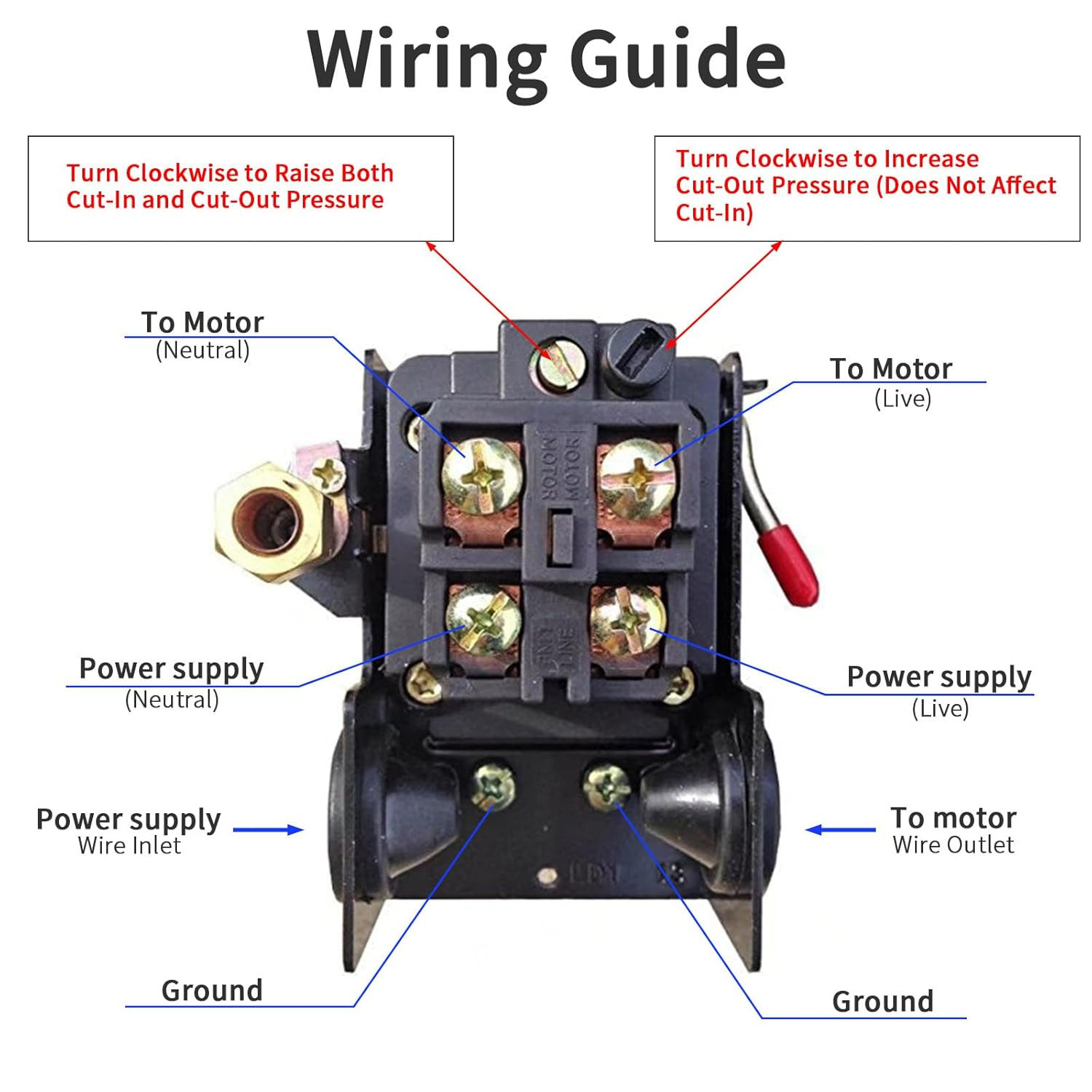 Craftsman Sears Air Compressor Pressure Switch W/ Unloader Replacement New