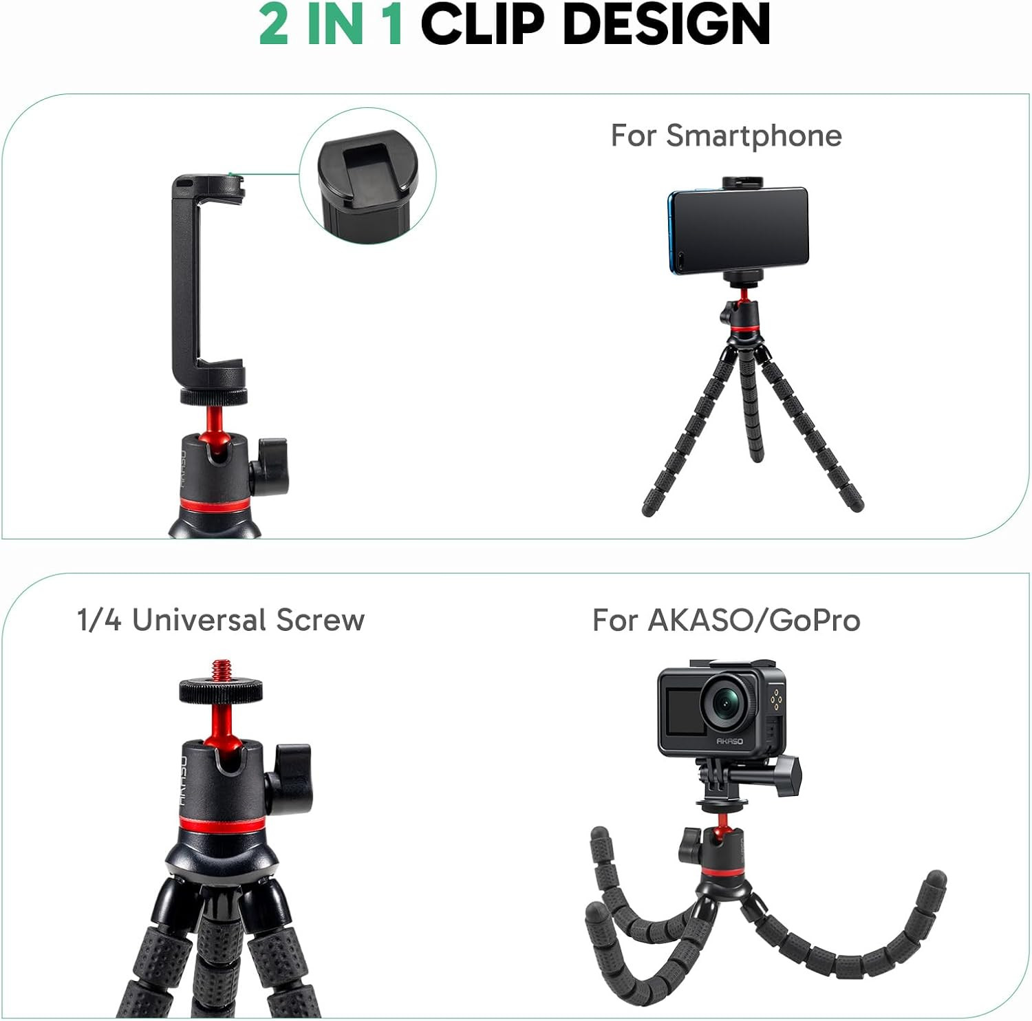 Action Camera Accessories Kit Compatible with Action Camera EK7000/Brave 4/Brav