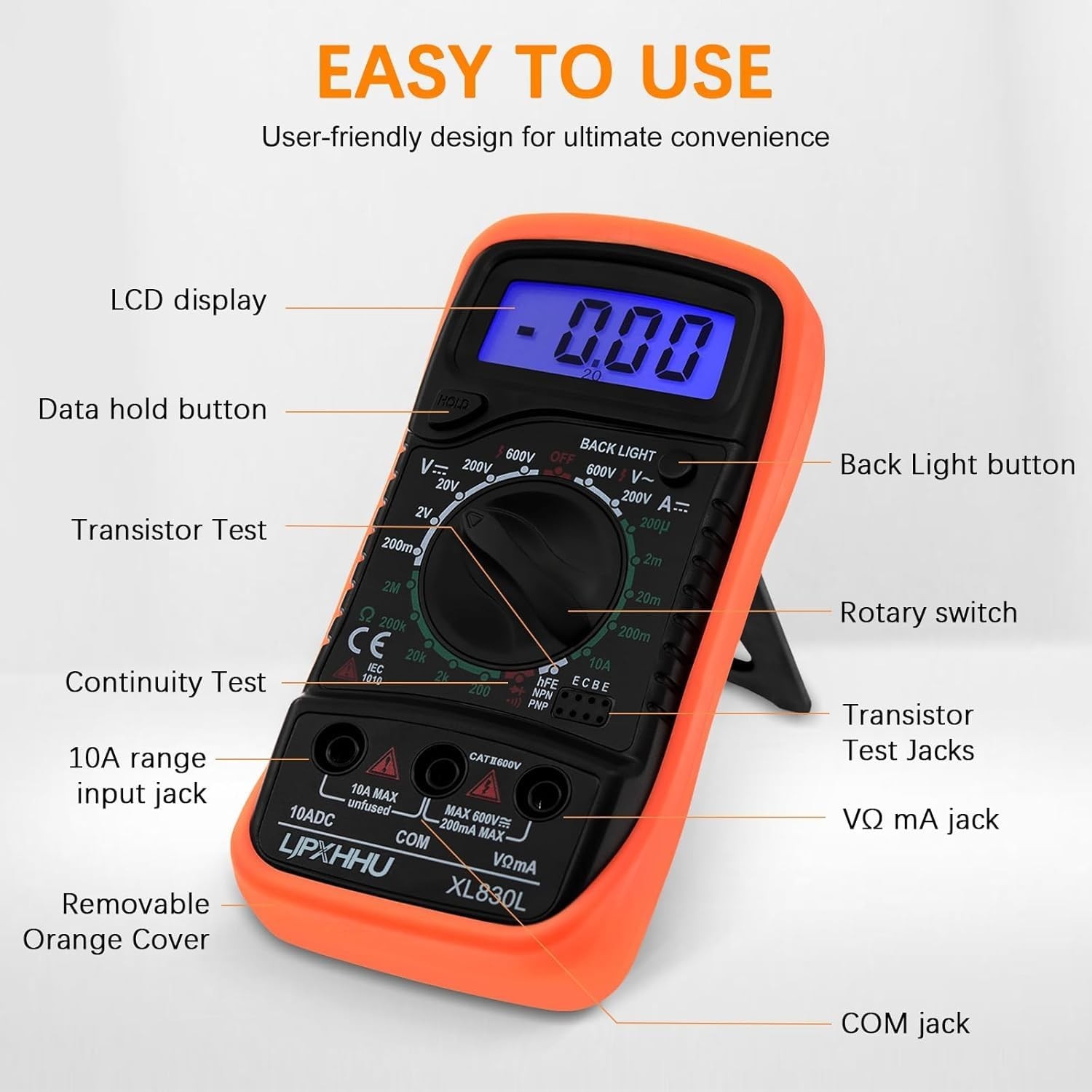 Digital Multimeter Voltmeter Battery Voltage Multi Tester Continuity Ohm Volt...