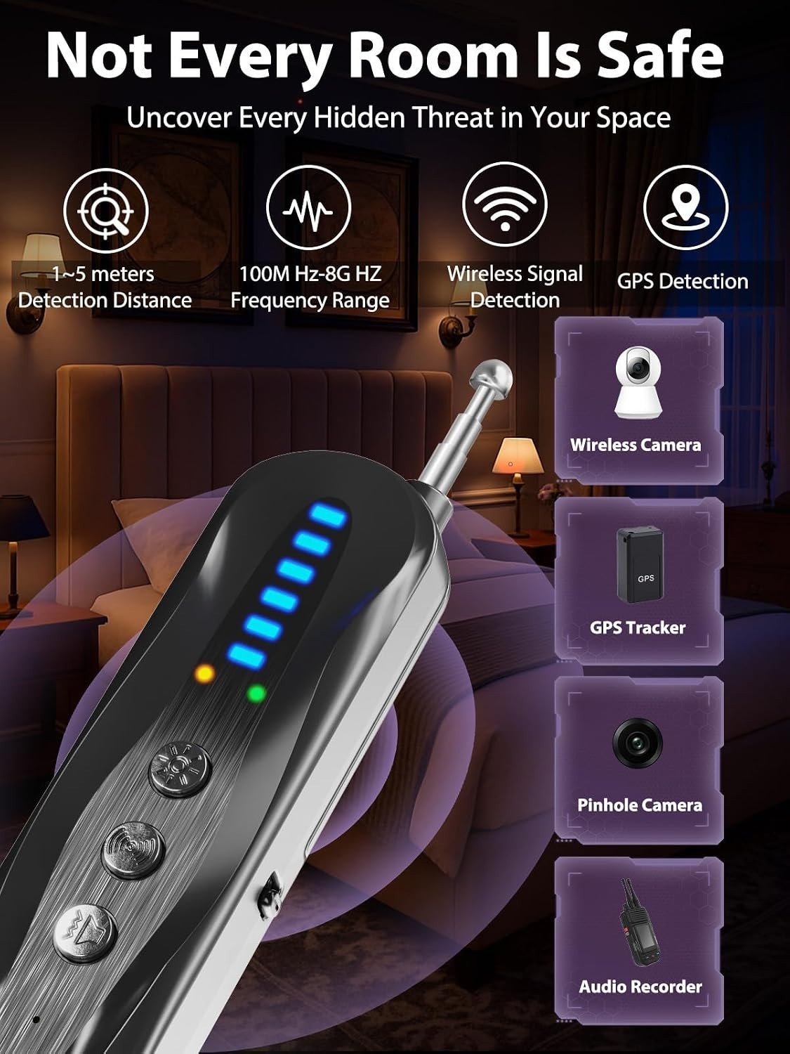 Hidden Camera Detectors, Hidden Devices Detector, Spy Camera Detector, Bug Detec