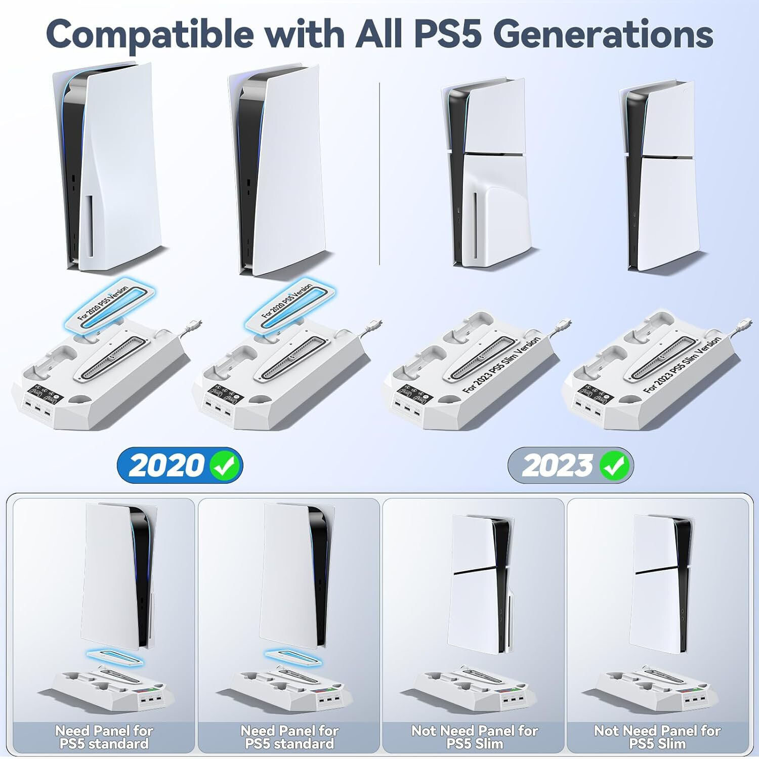 PS5/PS5 Slim Stand and Cooling Station with Controller Charging Station