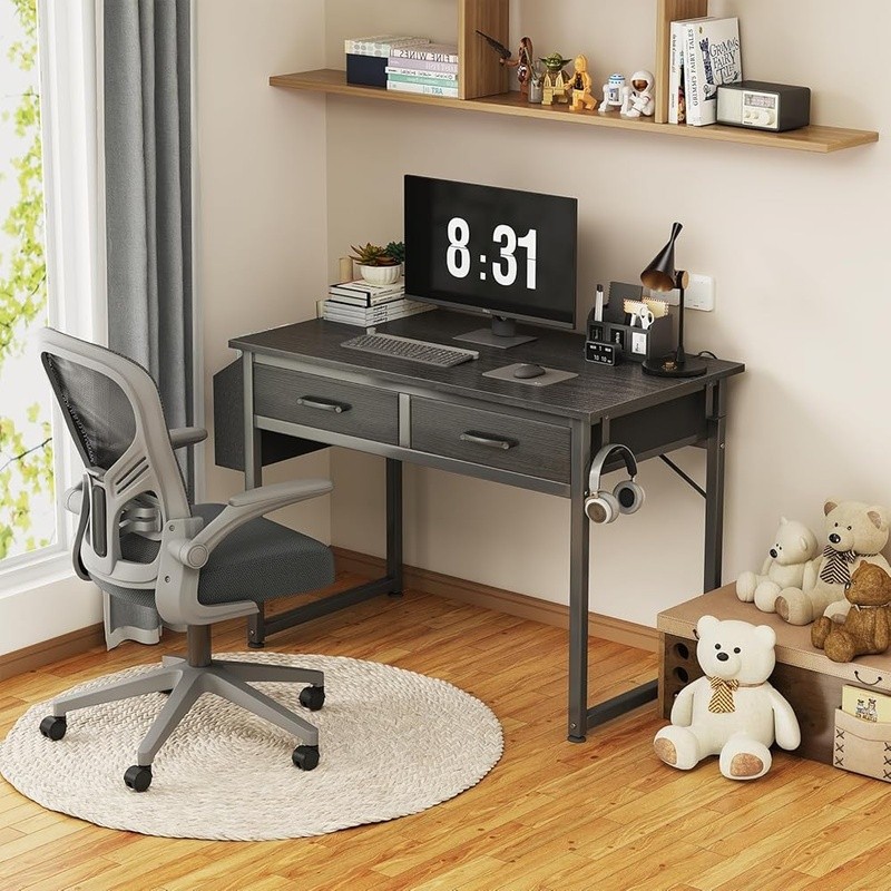 Compact Computer Desk W/ Storage Open Drawers Gaming Table Easy Assembly New