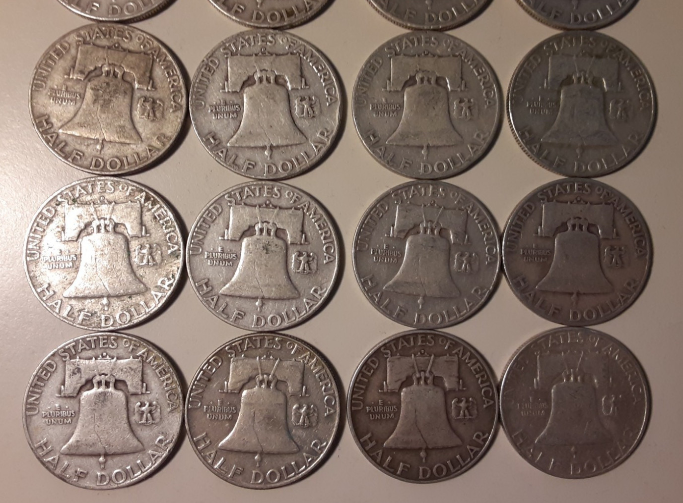 1952-D $10 Face Value 90% Silver Franklin Half Dollars various grades (#3-RDF)