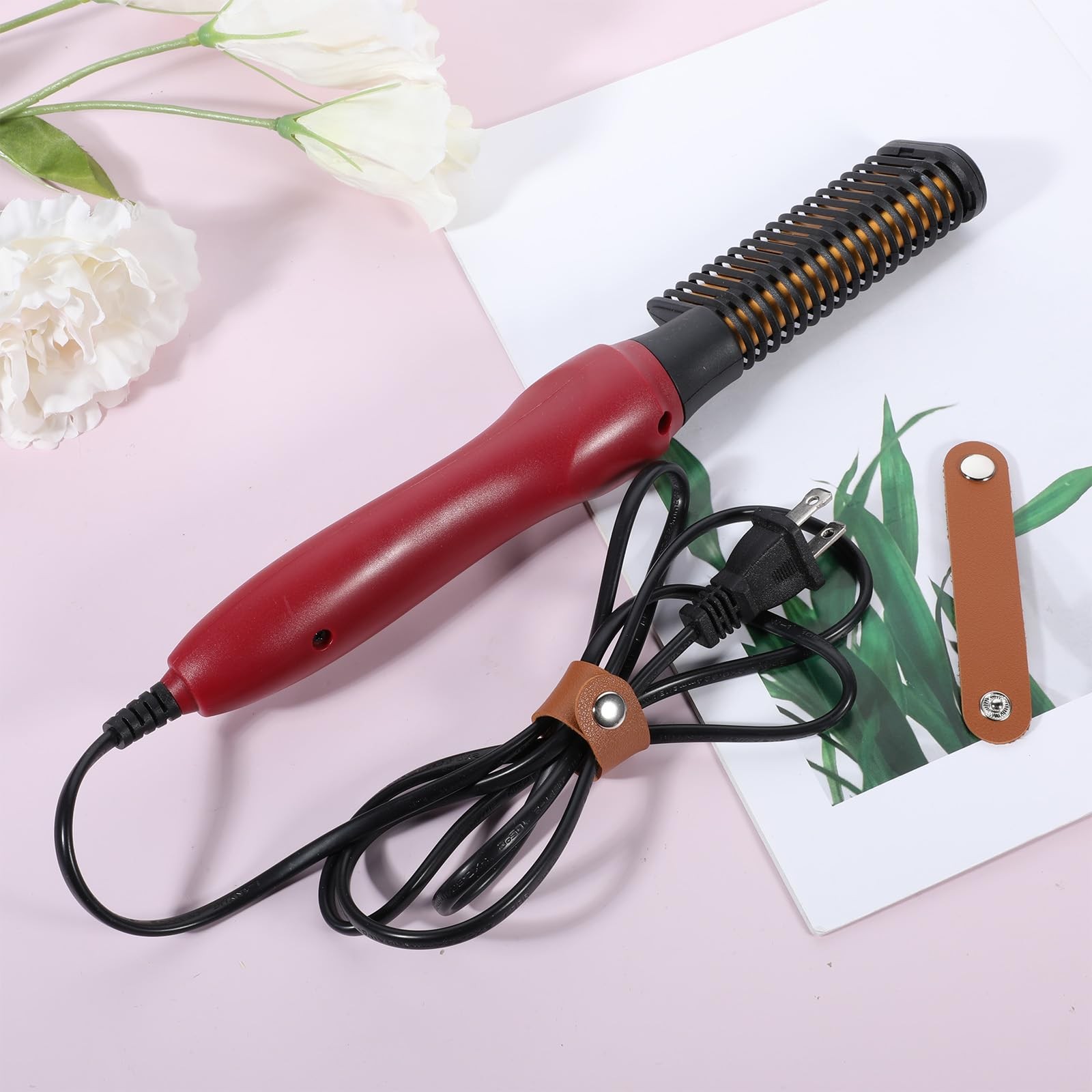 10 PCS PU Leather Cord Organizer, Reusable Strap Keeper, Cable Brown