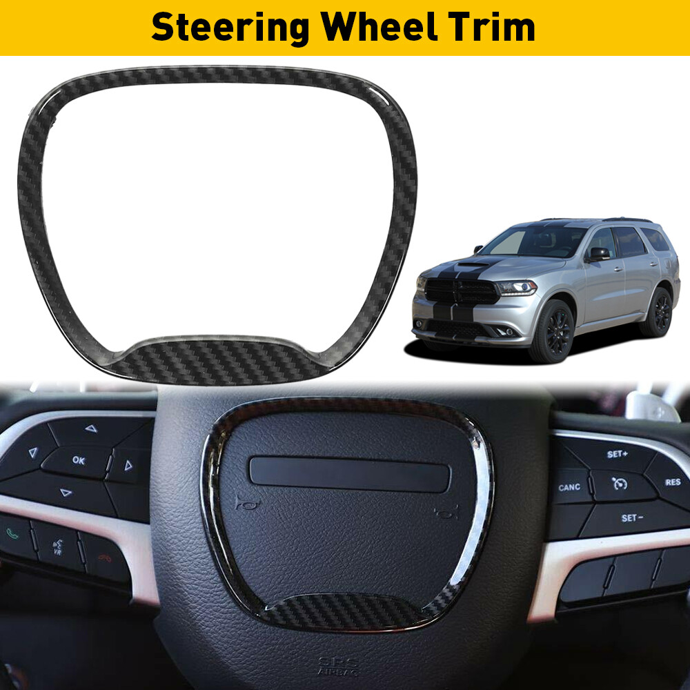 Carbon Fiber Steering Wheel Decor Cover Trim for Dodge Challenger Charger 2015+