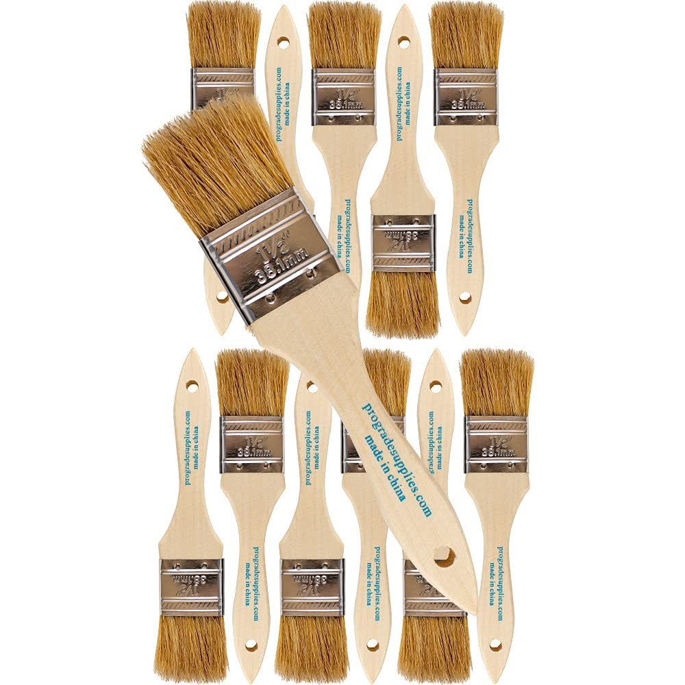 Chip Paint Brushes 12 Ea 1.5 Inch Chip Paint Brush Light Brown