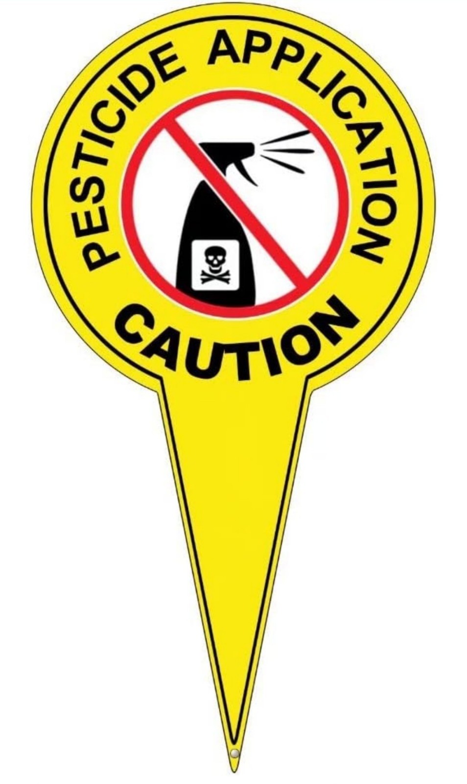 Caution - Pesticide Application - Metal Yard Lawn Sign Stake - 12" (8" Exposed)