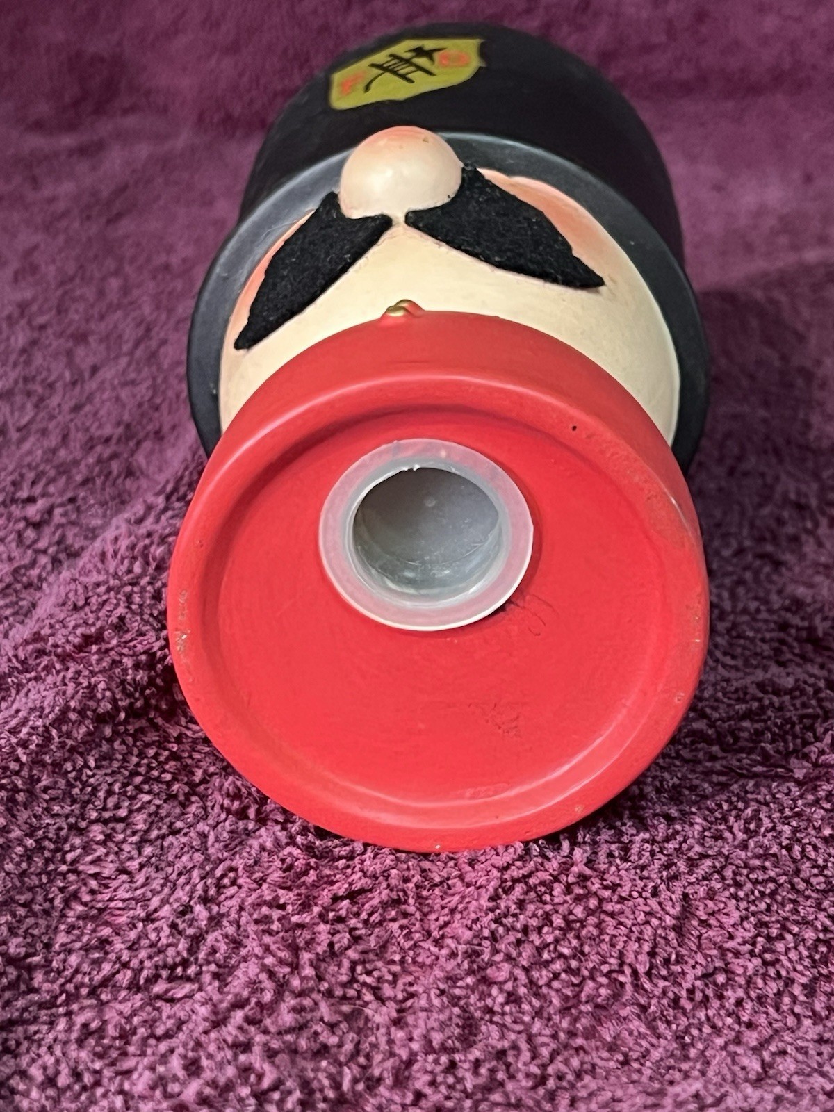 Vintage Fireman Felt Mustache Pencil Holder Sharpener Japan
