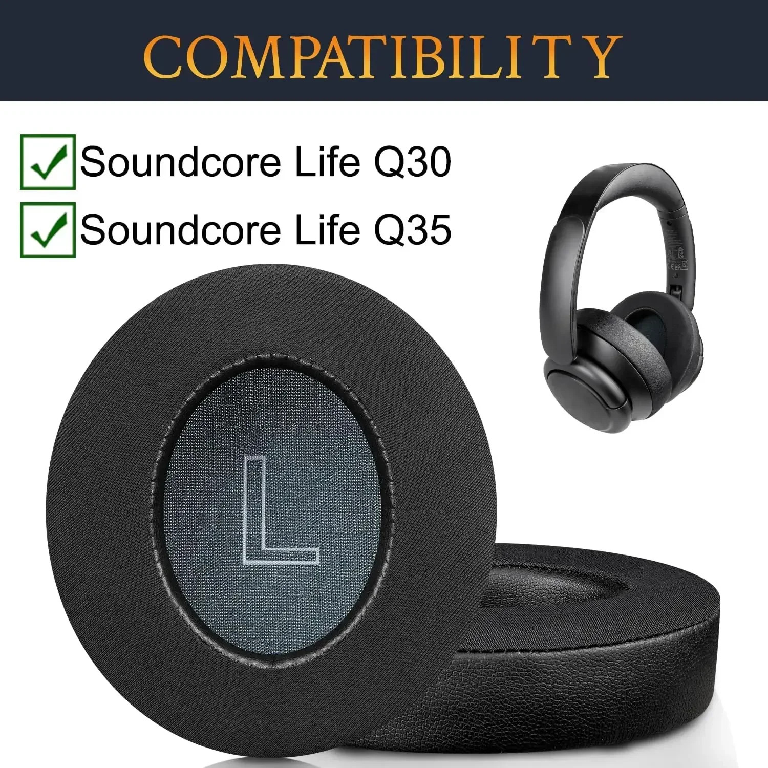 Cooling Gel Replacement Earpads for Anker Soundcore Life Q30/Q35 Headphones