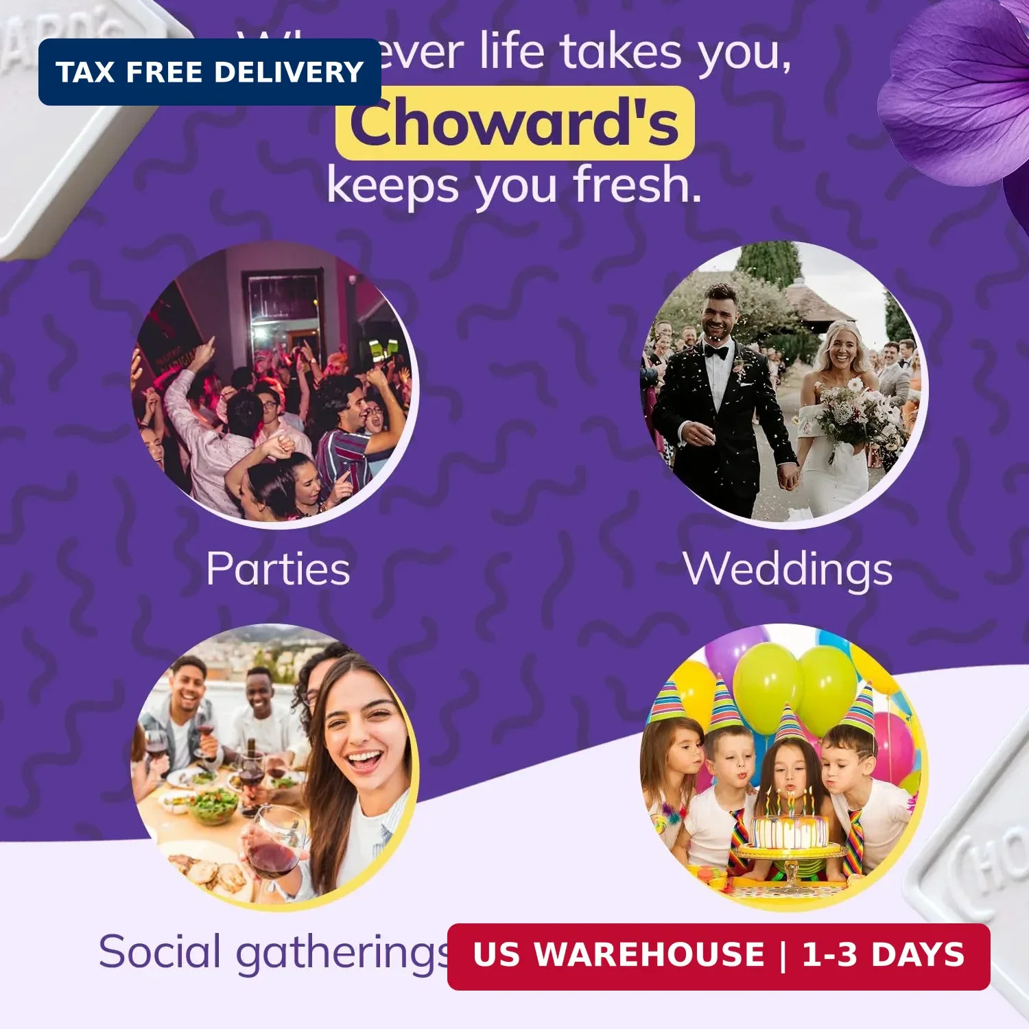 Choward's Violet Mints Candy | Bold Aromatic Flavor 6 Pack 15 Mints Per Package