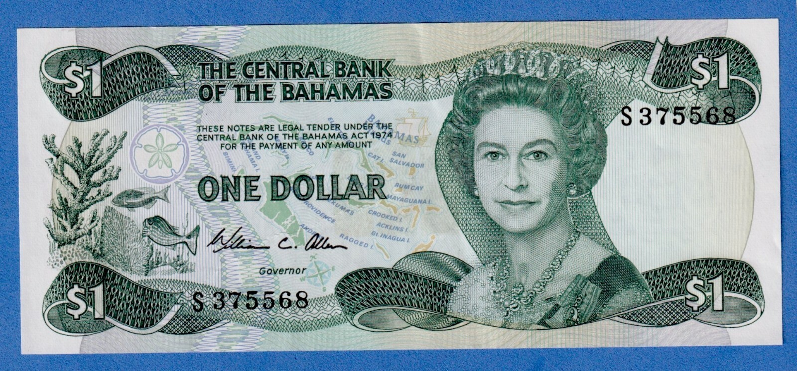 Bahamas $1 1984 P-43a Circulated Note - Queen Elizabeth Portrait S375568