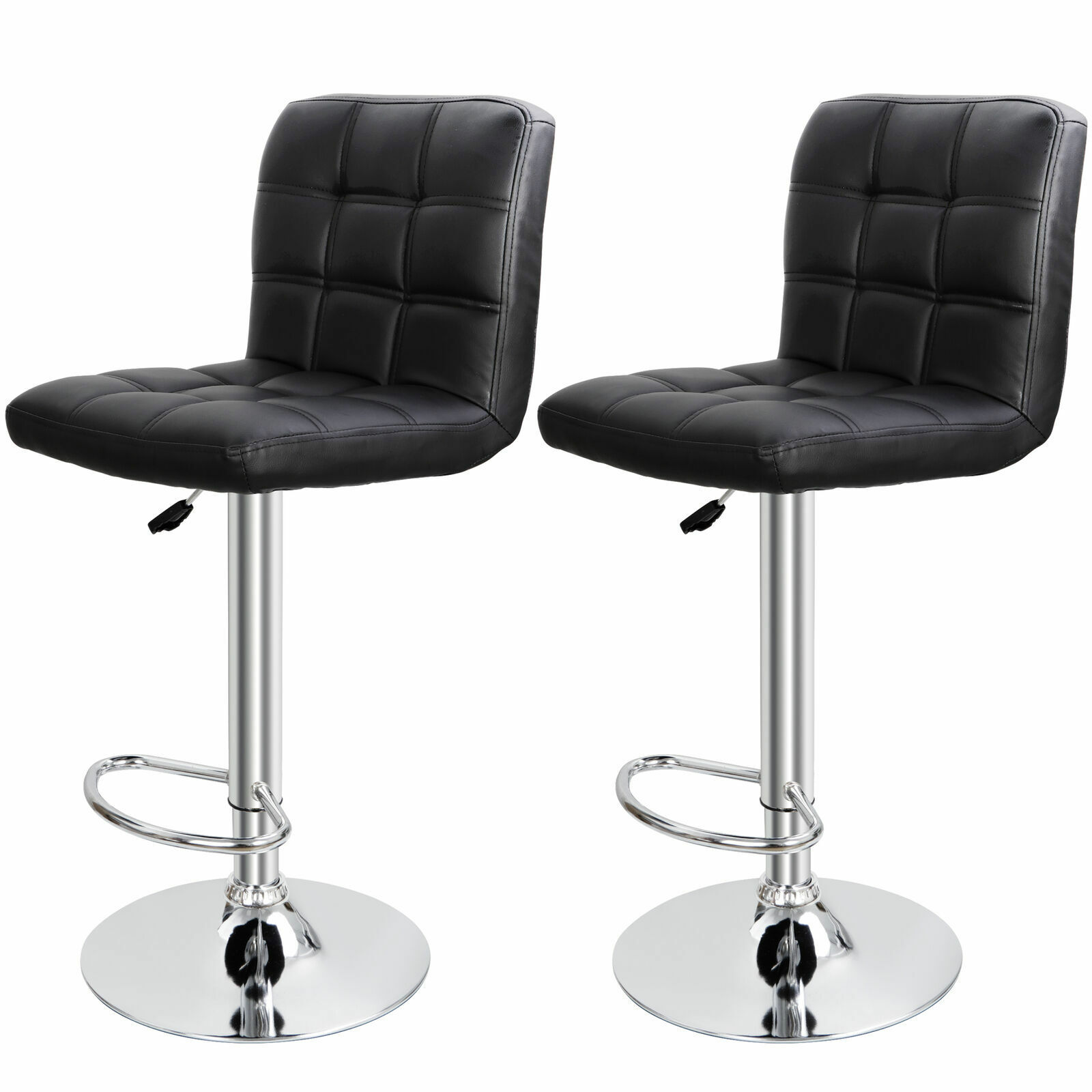 360° Rotation Bar Stools with Back PU Leather 2 PCS Reception Office Home Chair