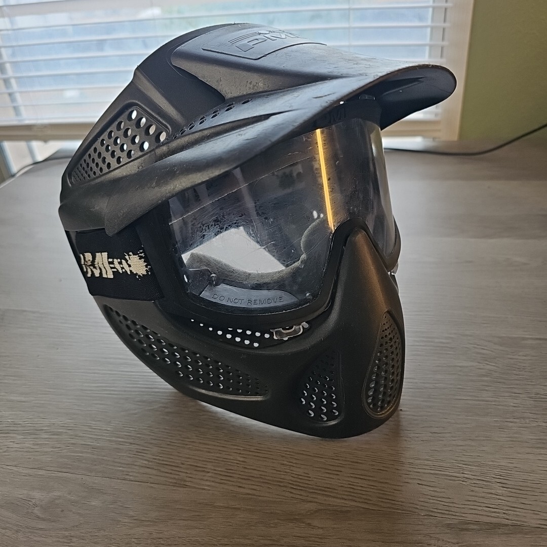 PMI Paintball Mask Black Protective Goggles Airsoft w/ Visor Adjustable Adult