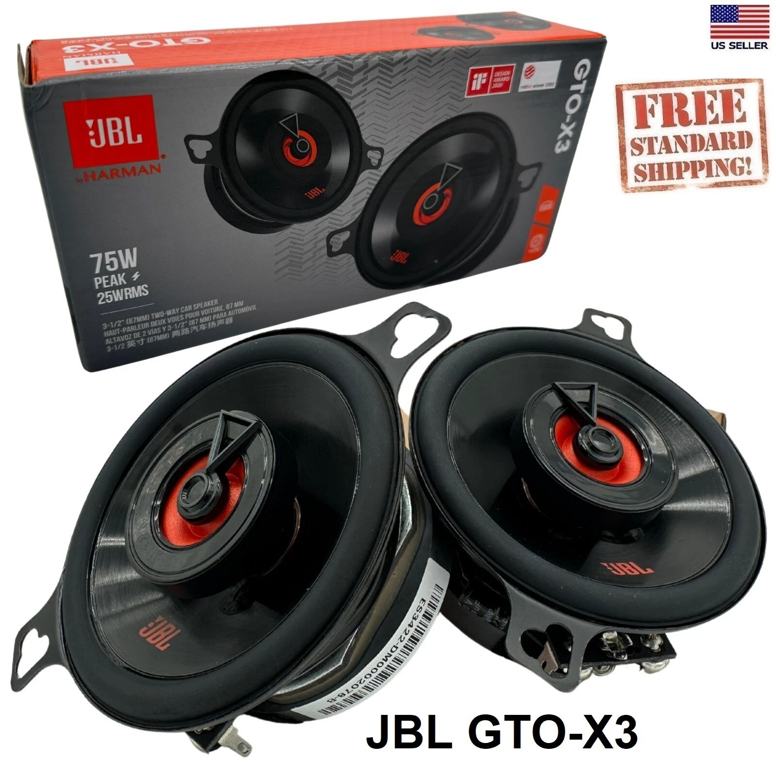 JBL GTO-X3 GTO Series 3.5" 3-1/2" 2-Way  75W Car Speakers Crystal CLEAR -GX328