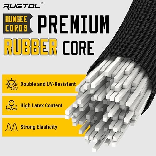 Adjustable Bungee Cords with 48" - 6 Pack - Black Adjustable - 6-Pack - Black
