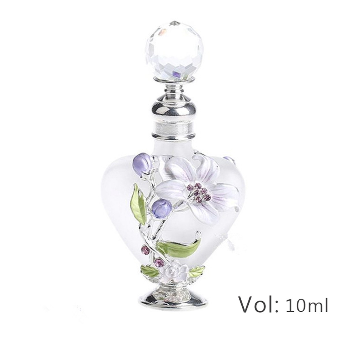 Delicate Orchid Perfume Bottle Heart Shape Crystal Comstic Refill Container 10ml
