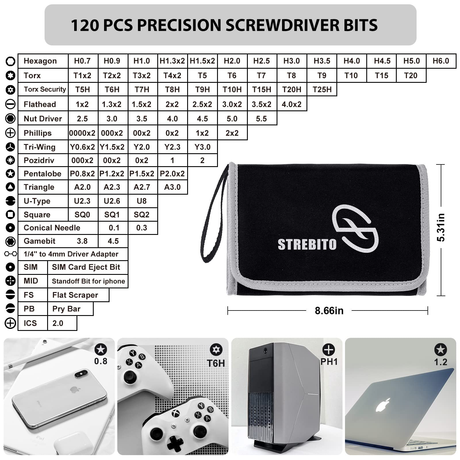 STREBITO Precision Screwdriver Set 142-Piece Computer Tool Kit Magnetic Grey