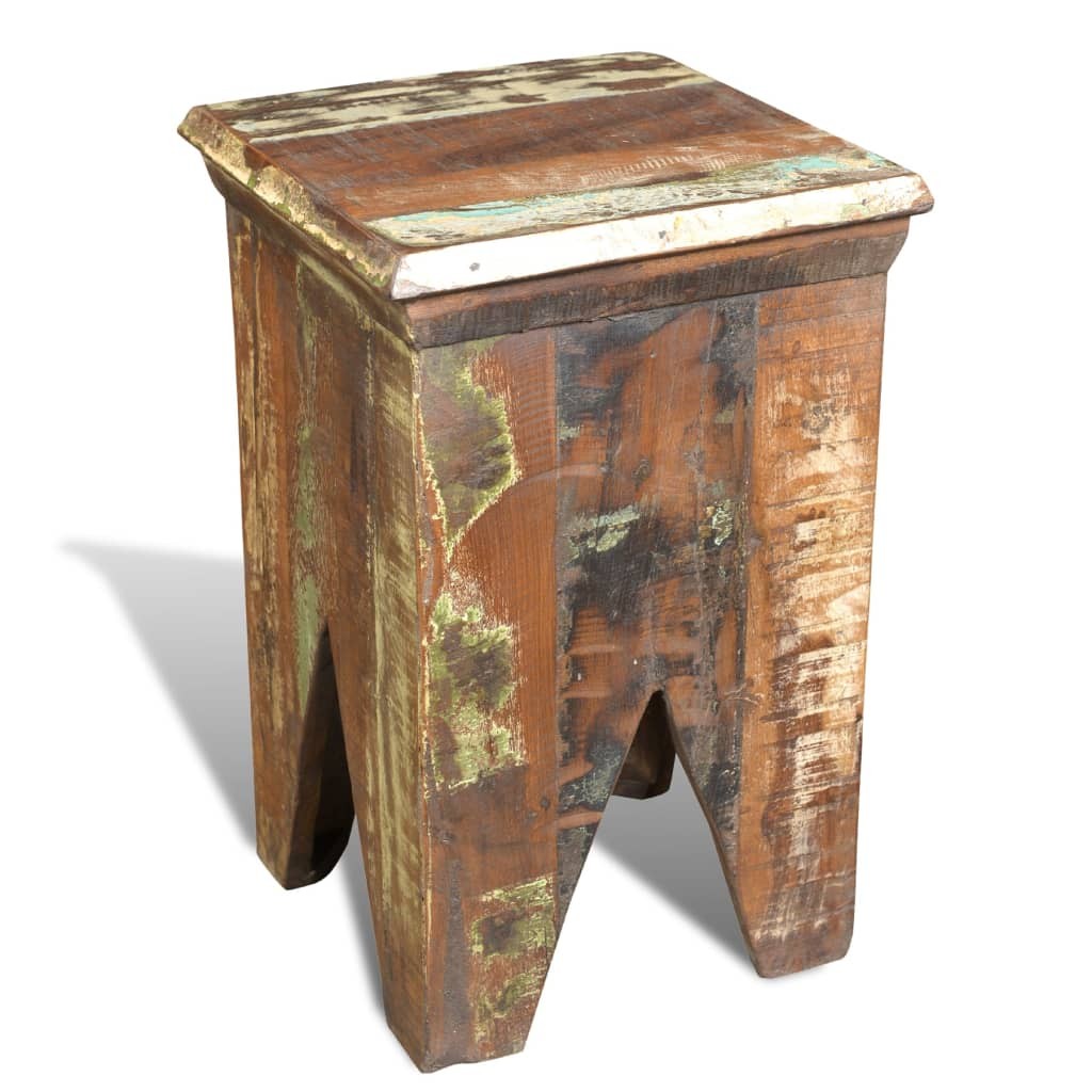 Stool Ottoman Foot Rest Foot Stool Side Table Solid Reclaimed Wood vidaXL