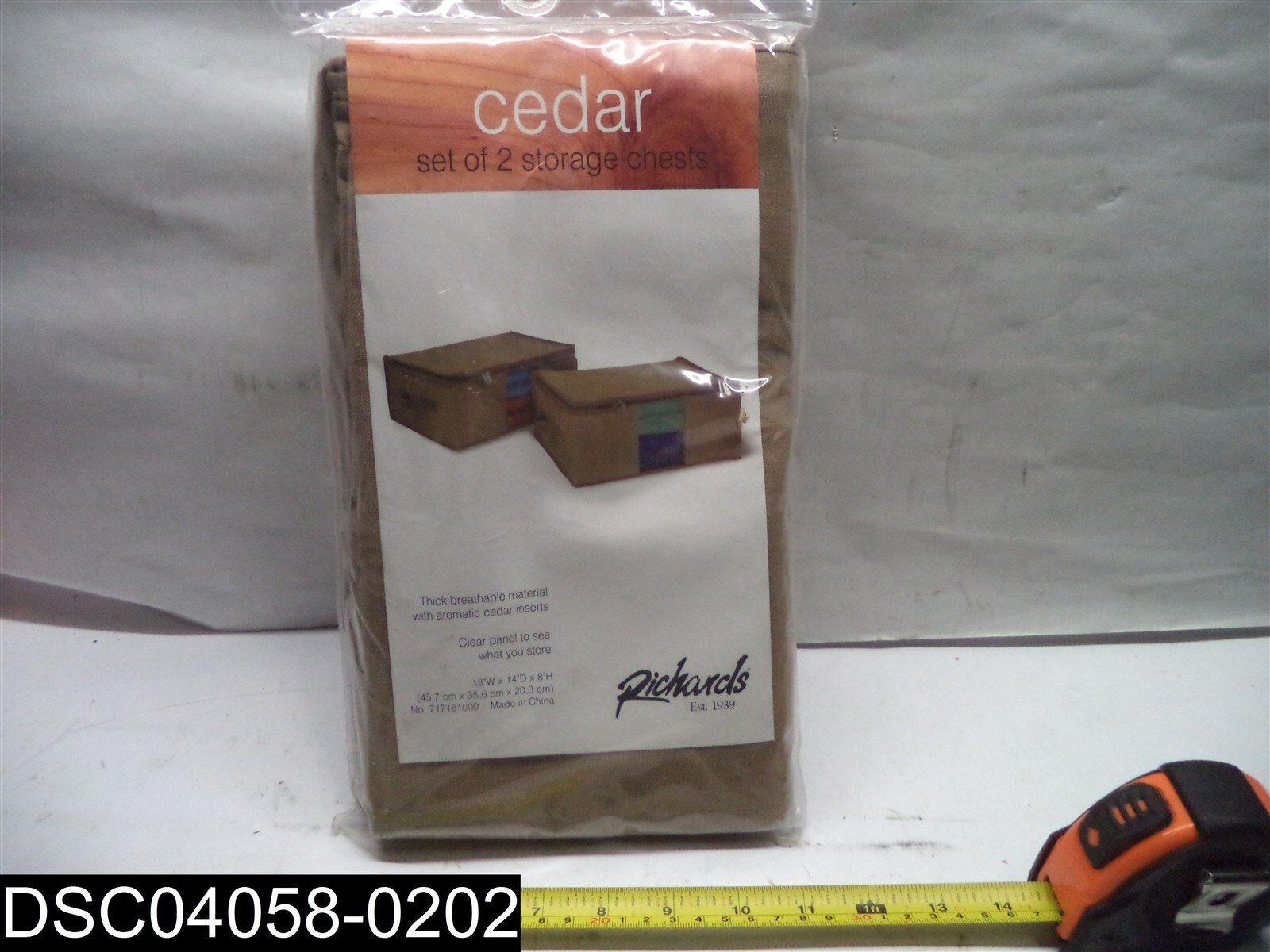 QTY=1 Set of 2: Richards Cedar 18" X 14" X 8" Zipper Close Storage Chests