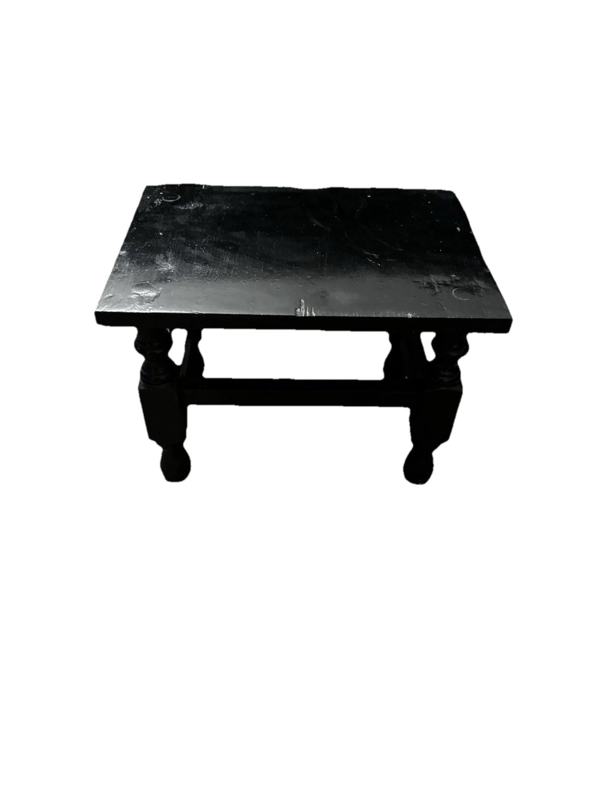 Small Vintage Wooden Stool Painted Black 22.5cm Width, 22.5cm Depth, 31.5cm Tall