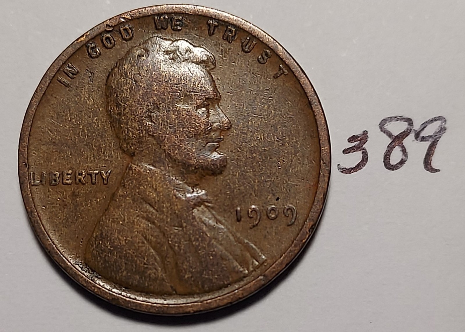 1909 Lincoln Wheat Cent  F  FINE  #389